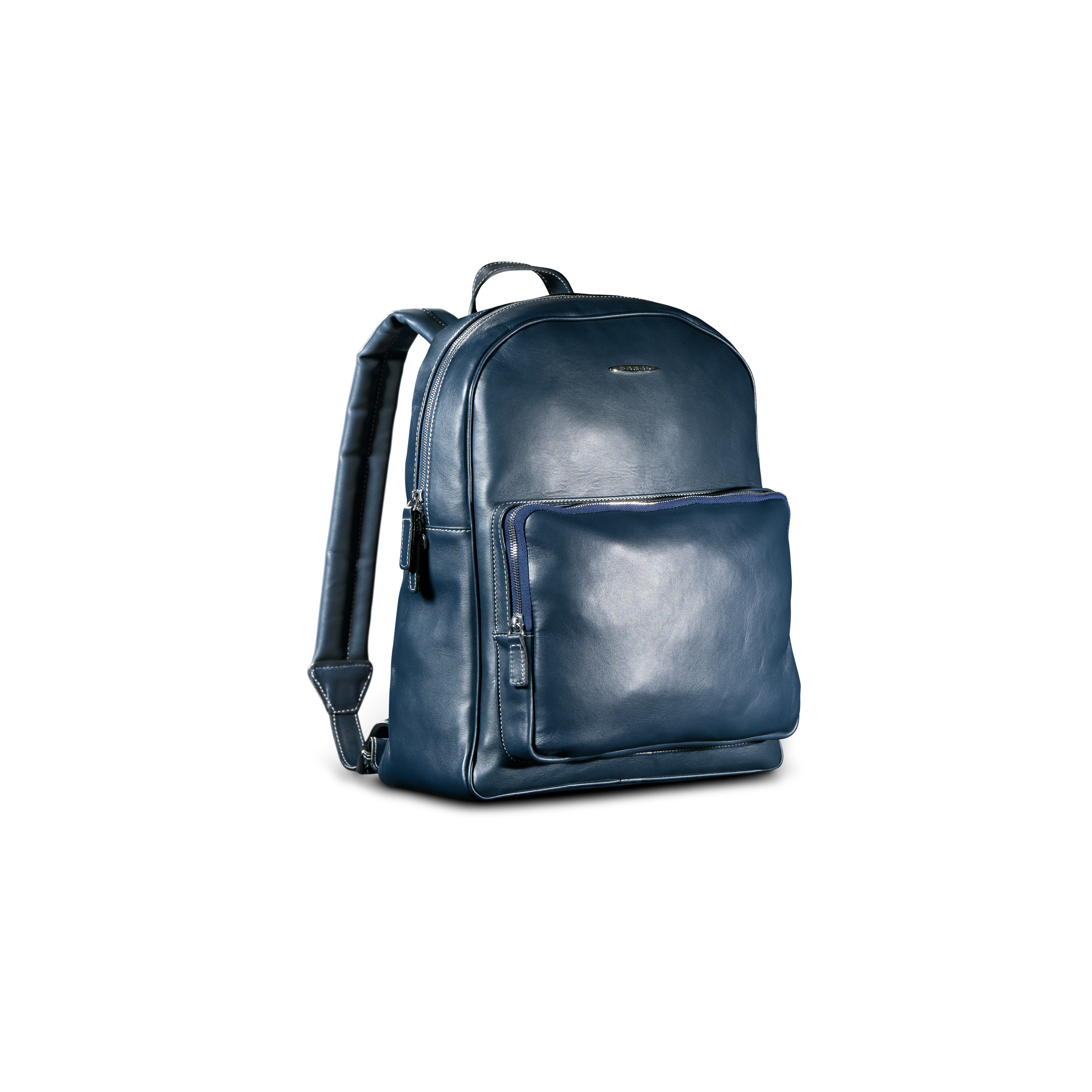 Leather Backpack Navy - Image 3