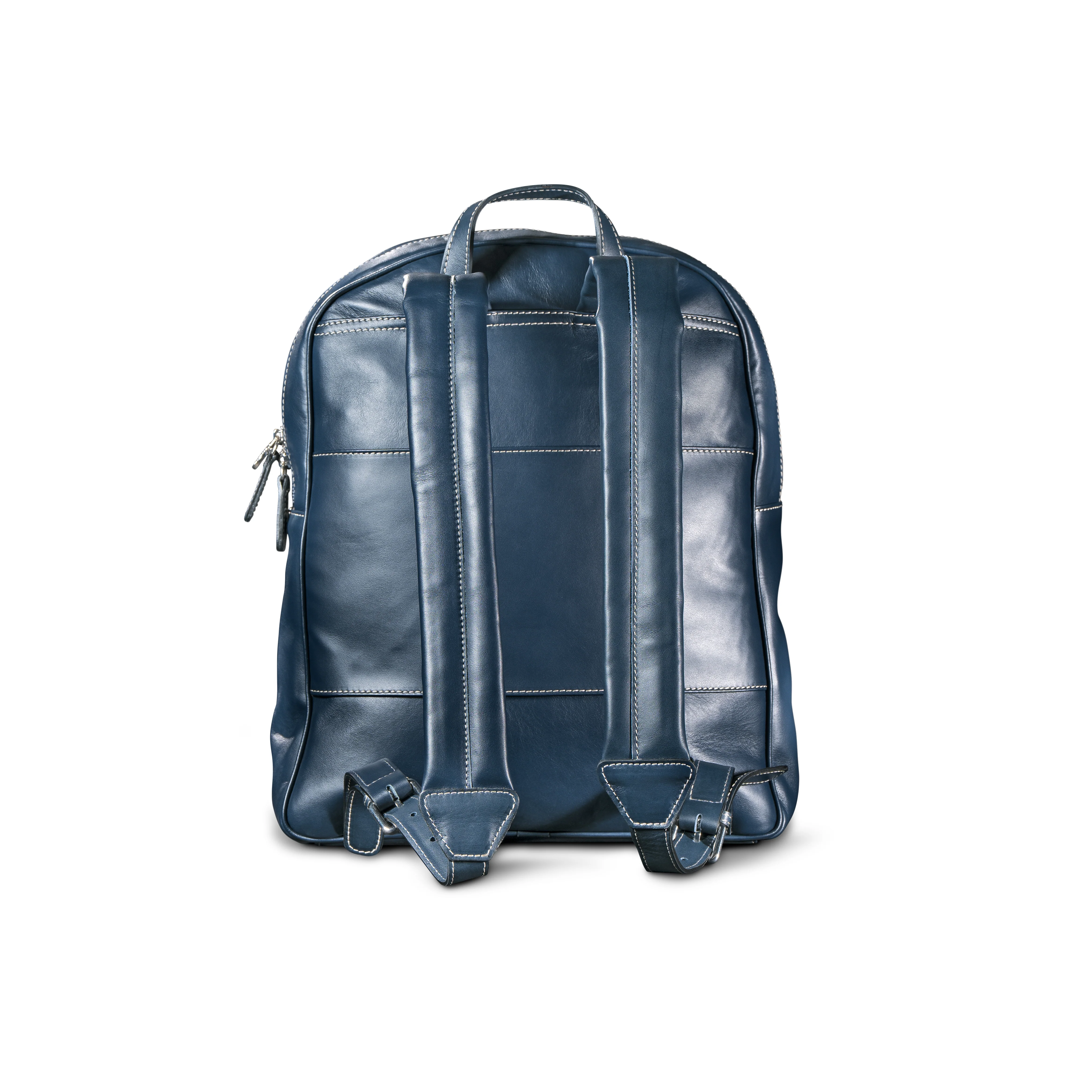 Leather Backpack Navy - Image 4