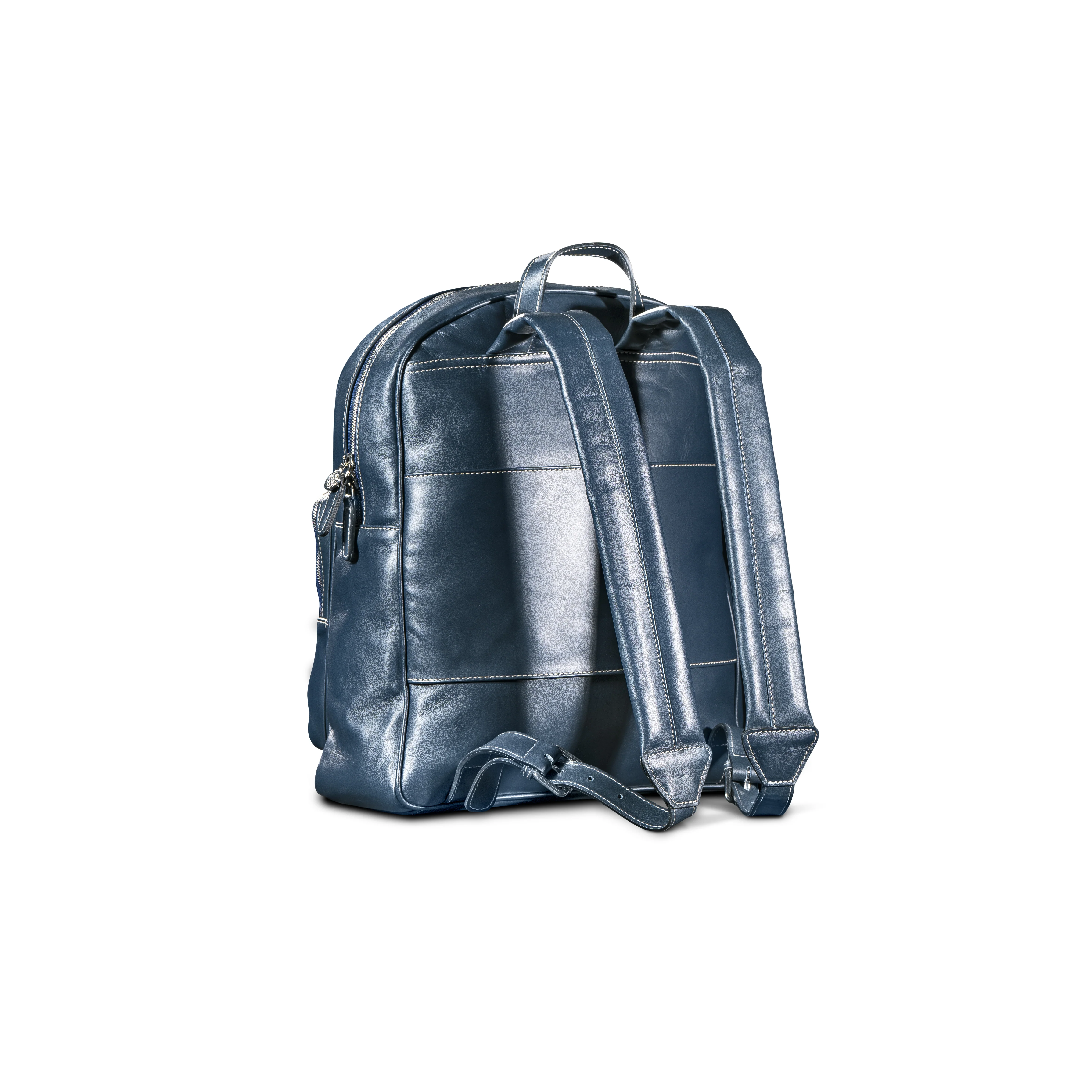 Leather Backpack Navy - Image 5