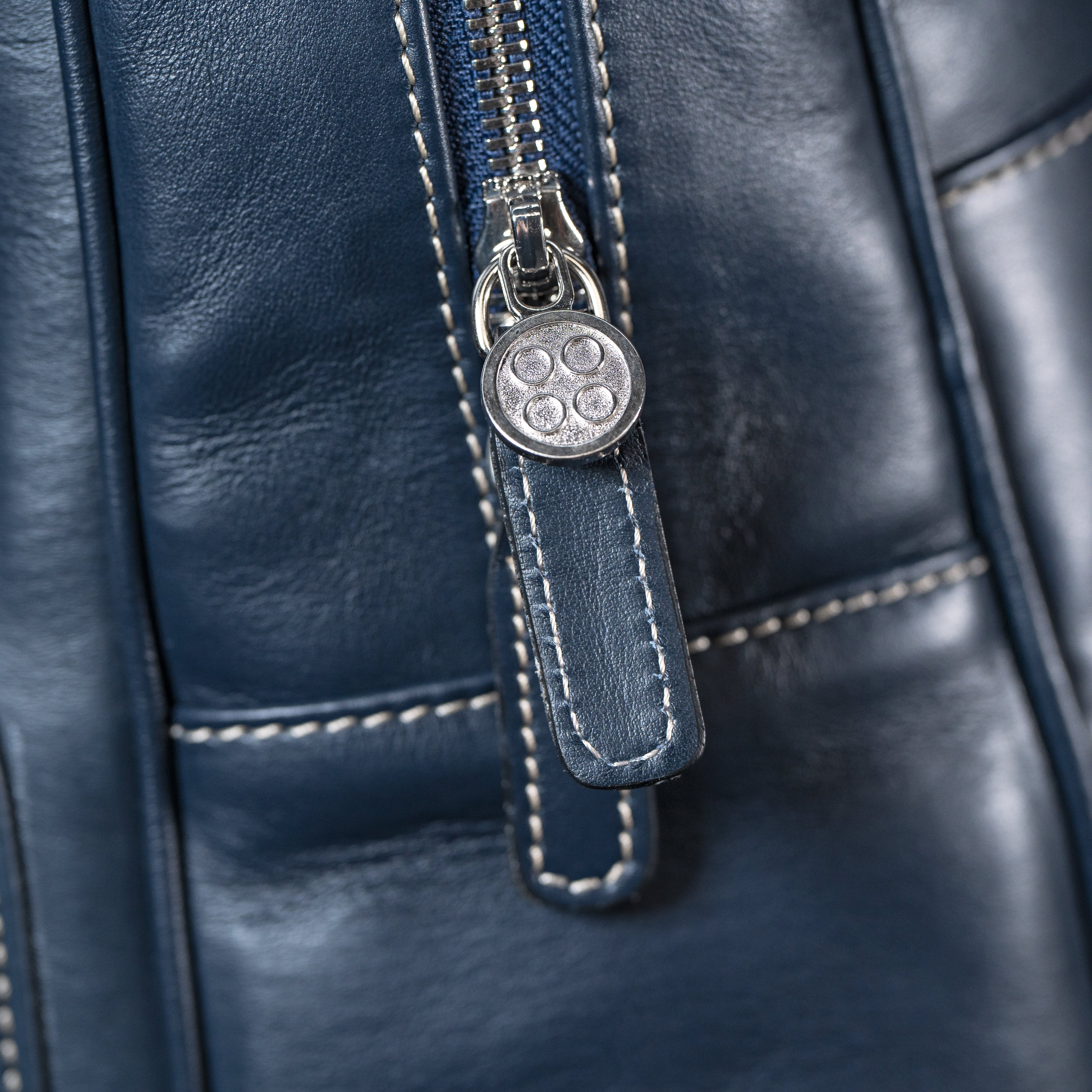 Leather Backpack Navy - Image 7