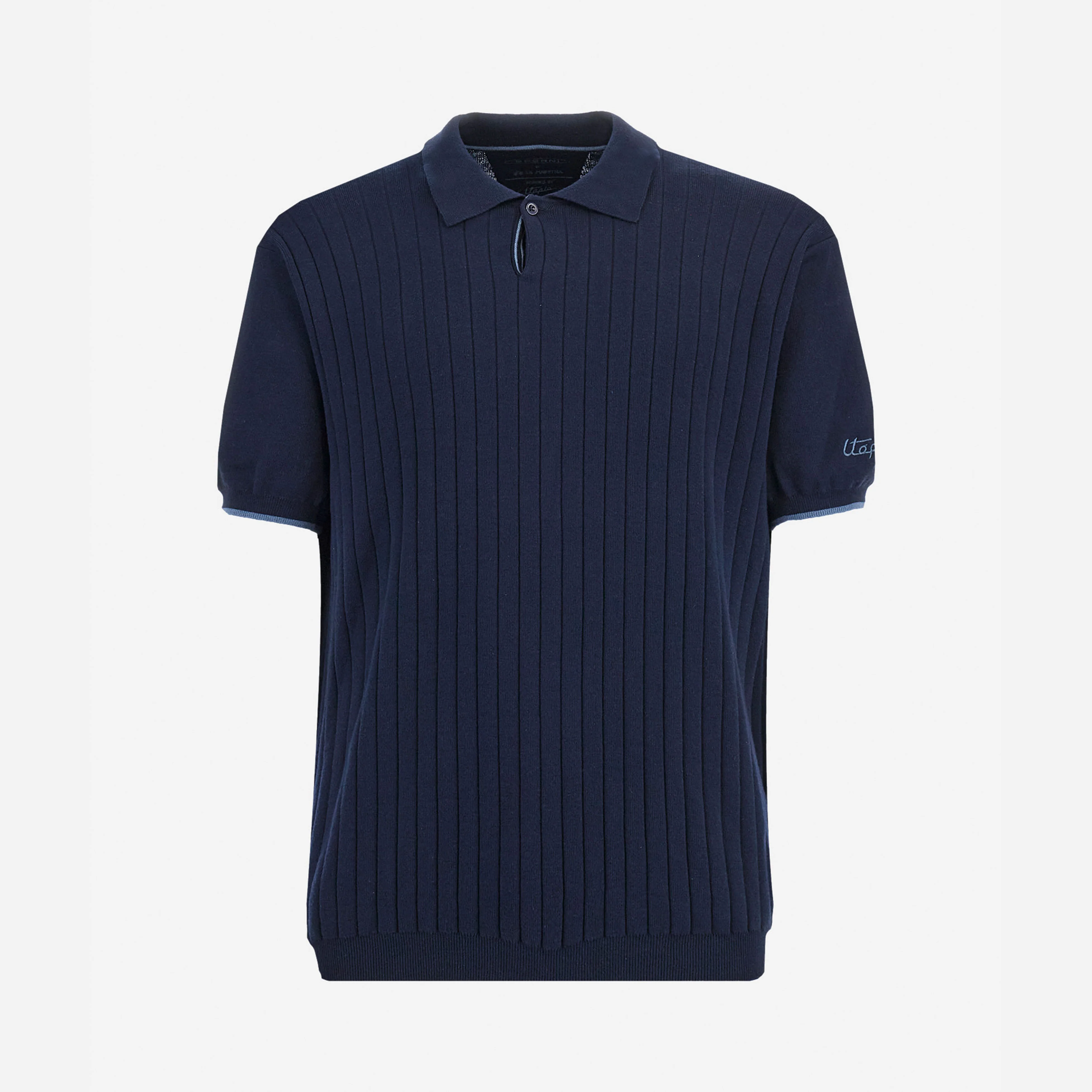Men’s Navy Blue Tricot Polo Shirt - Image 5