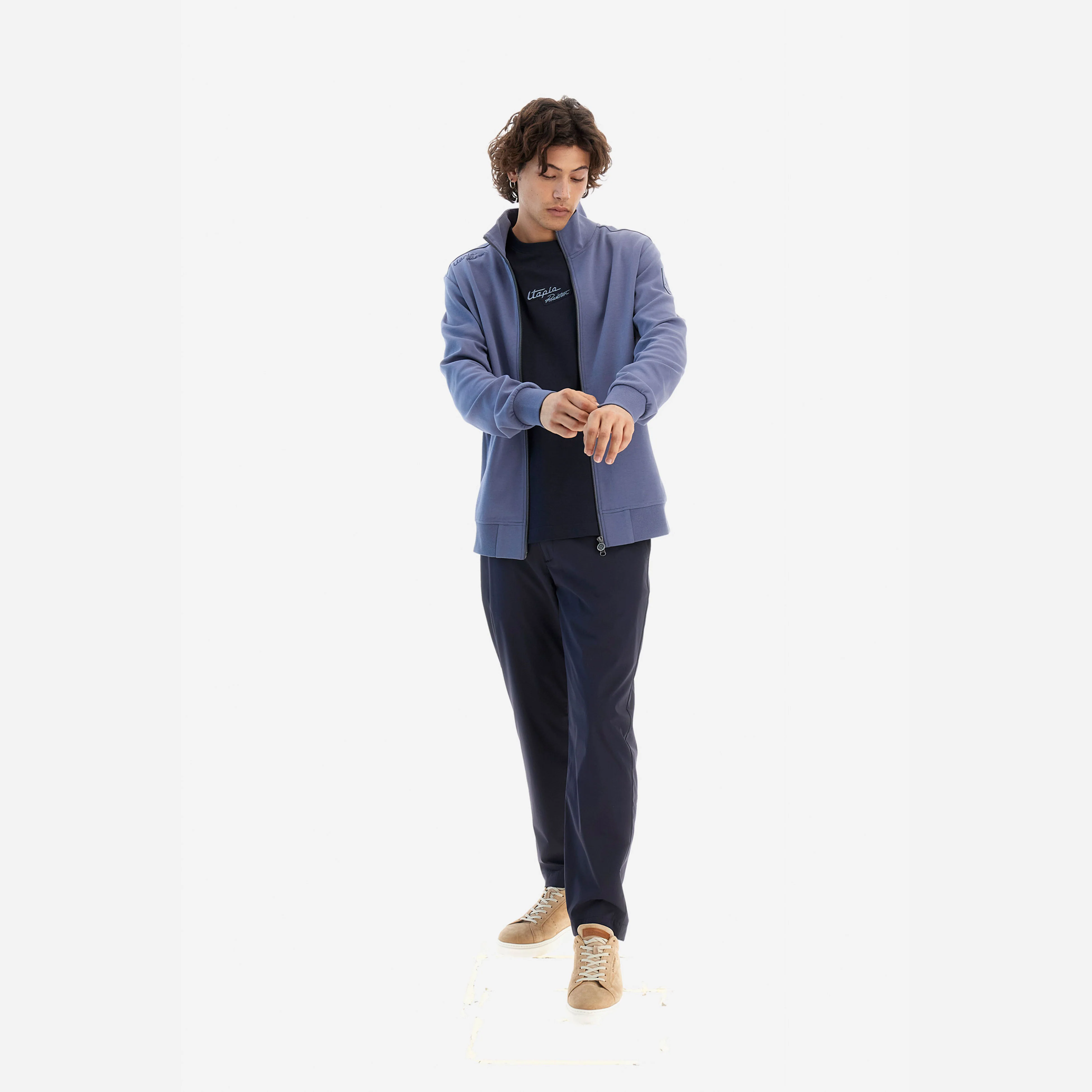 Men’s Sky Blue Sweatshirt with Zip - Image 3