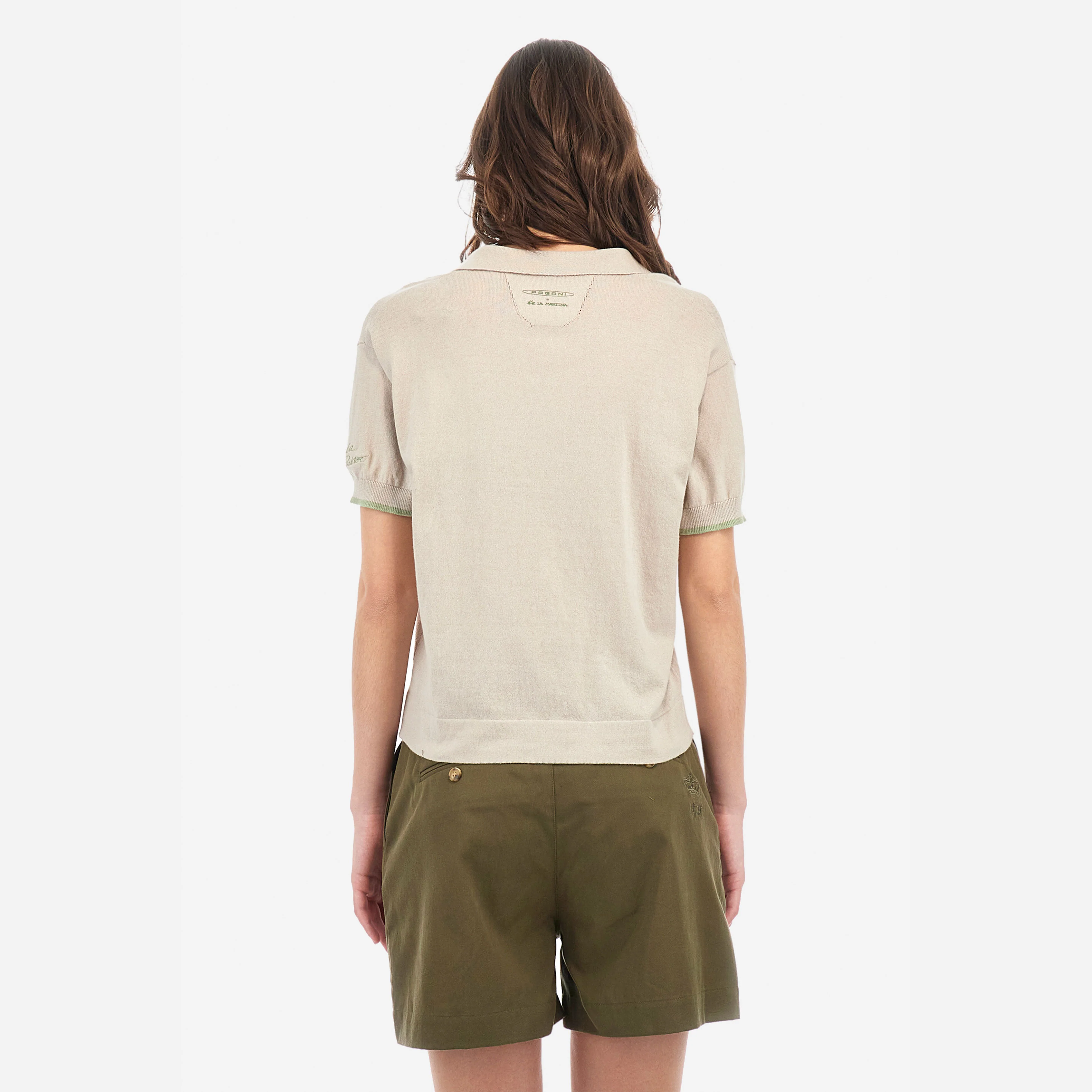 Women’s Beige Tricot Polo Shirt - Image 4